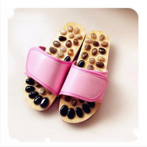 Natural color jade stone jade pebbles foot soles health massage shoes home slippers - WAlMYe #
