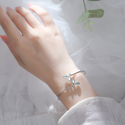 Simple And Handmade Tree Leaf Green Opal Bracelet - WAlMYe #