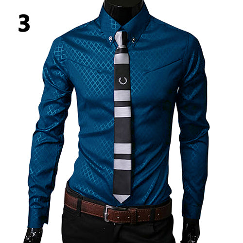 Dark plaid solid color long sleeve business - WAlMYe #
