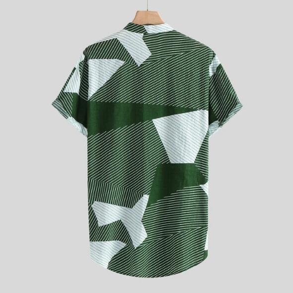 Hawaii Casual Shirt Men Summer Stand Collar Stre - WAlMYe #