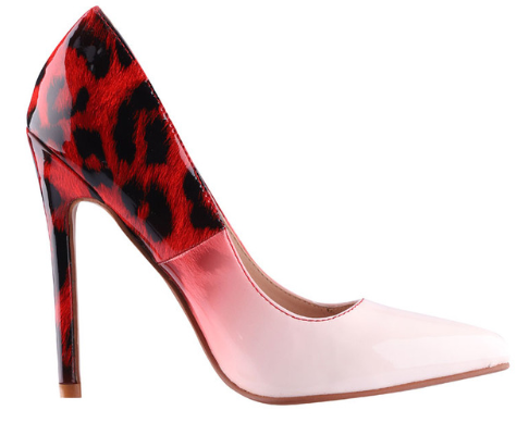 Shallow mouth pointed fine with color matching leopard sexy fashion high heels - WAlMYe #