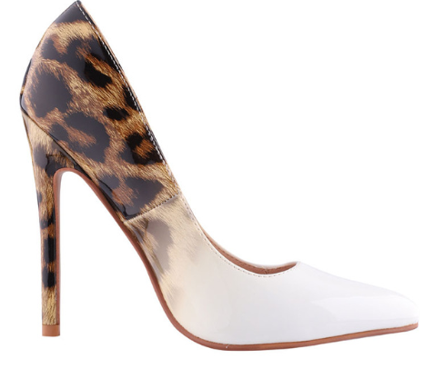 Shallow mouth pointed fine with color matching leopard sexy fashion high heels - WAlMYe #