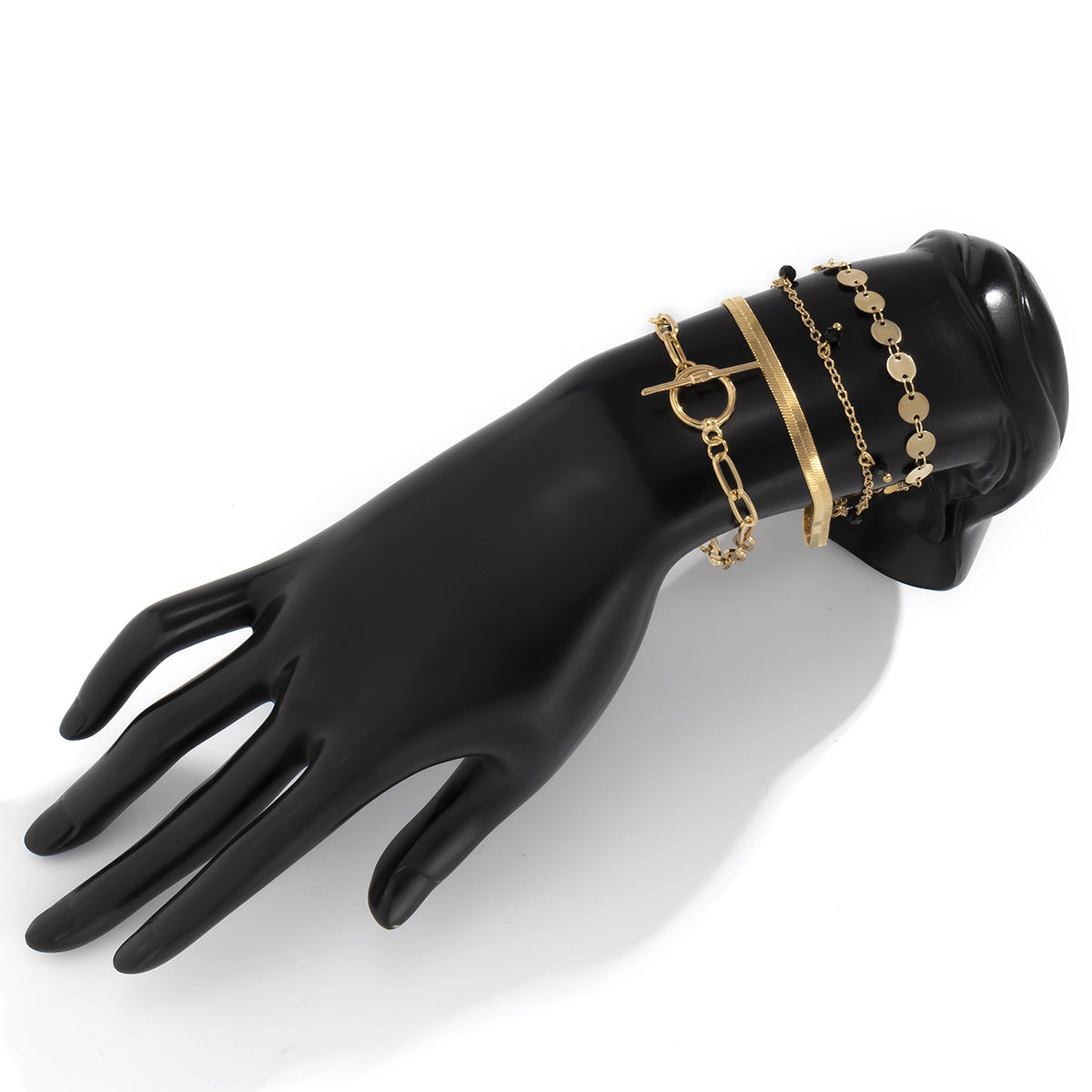 Simple OT Buckle Snake Bone Chain Set Bracelet Women - WAlMYe #