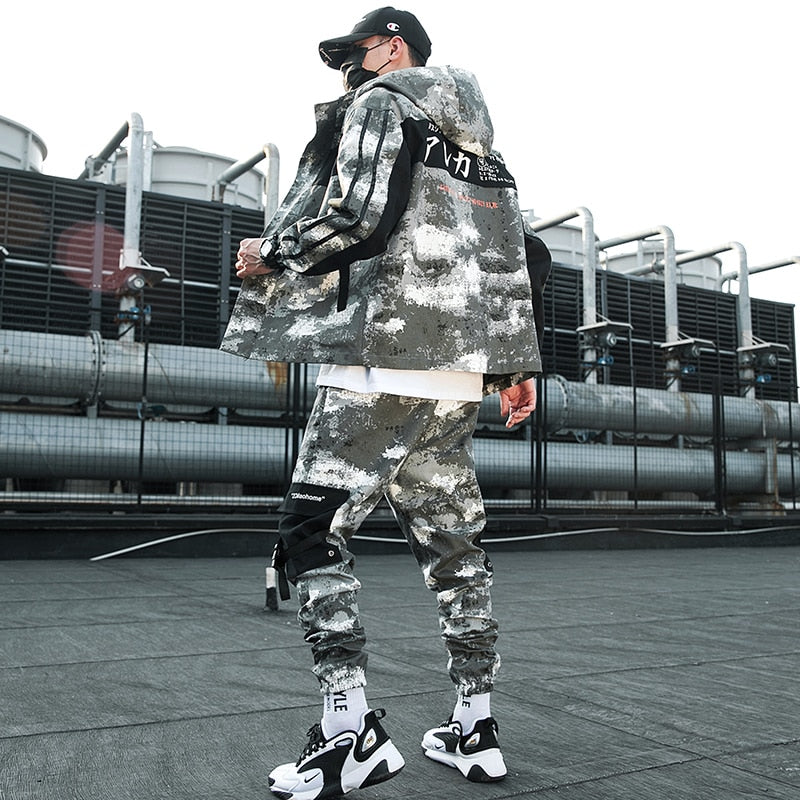 Men's loose tooling camouflage Jacket Suit - WAlMYe #