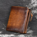 Cowhide Retro Double Zipper Men Wallet - WAlMYe #