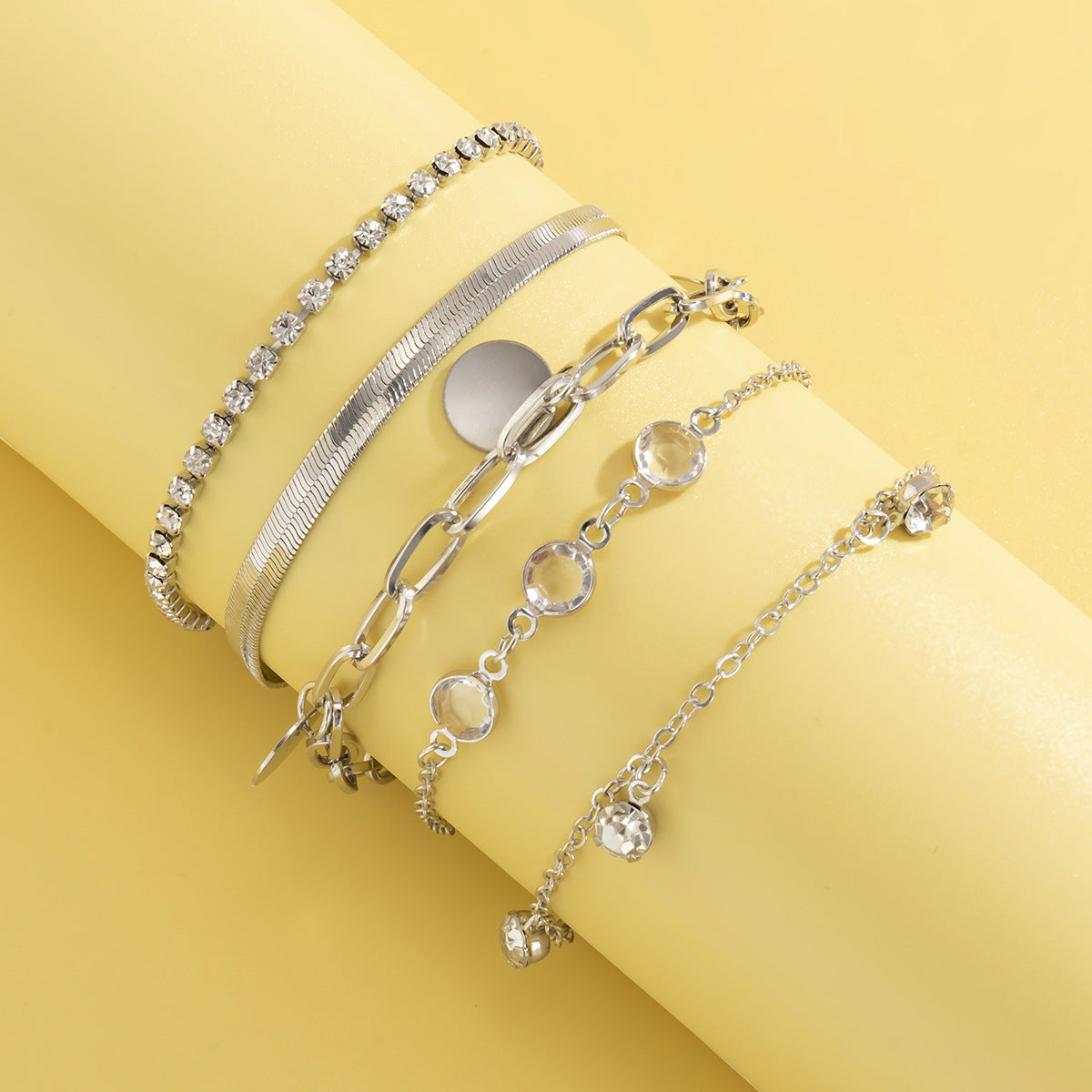 Creative Snake Bone Chain Rhinestone Tassel Bracelet Simple Sequin Claw Chain Set Bracelet - WAlMYe #