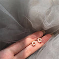 Mini Pearl Geometric Circle Stud Earrings Cold Wind Earrings - WAlMYe #