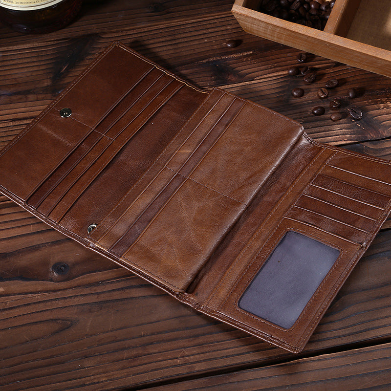 First Layer Leather Wallet Long Vintage Oil Wax - WAlMYe #