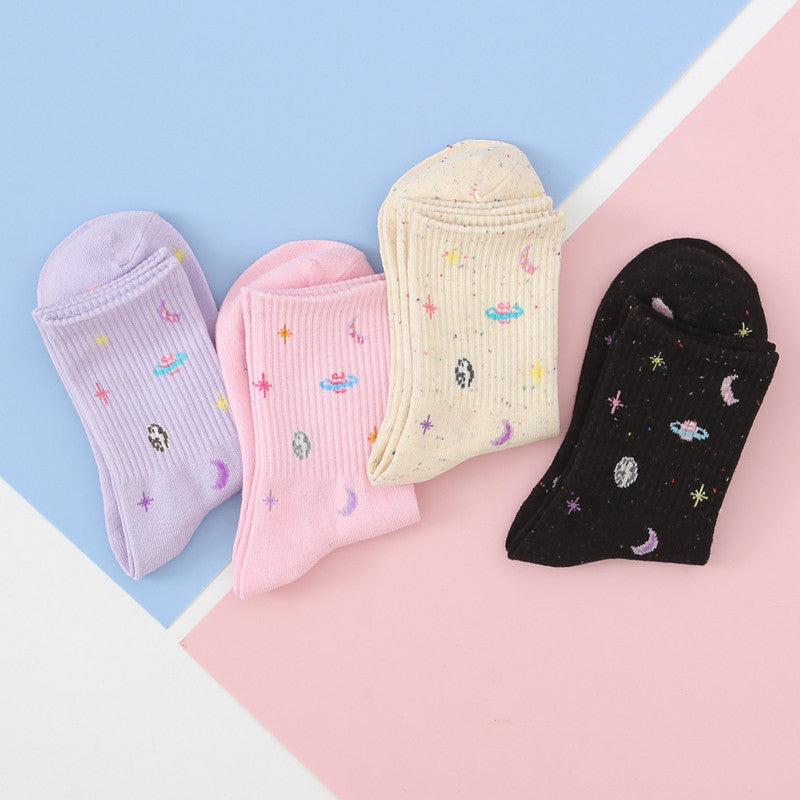 Planet Space Cartoon Women's Socks - WAlMYe #