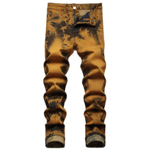 Load image into Gallery viewer, Stretch Tie Bleached Gold Denim Trousers
