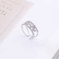 Rose red diamond hollow love opening ring wide version micro-inlaid zircon heart-shaped ring tail ring - WAlMYe #