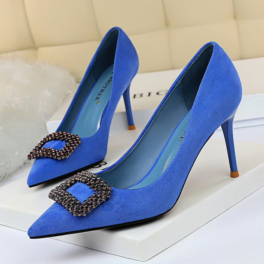 Pointed Rhinestone High Heels - WAlMYe #