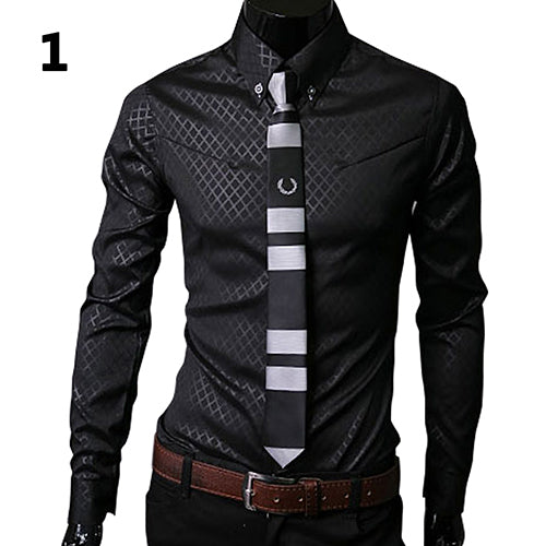 Men's Business Shirt – Plaid Long-Sleeve Button-Up | WALMYE