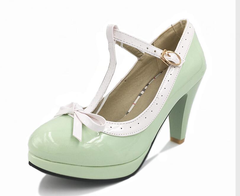 Bow knot thick high heel women's shoes - WAlMYe #