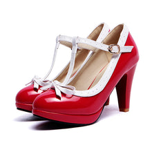 Load image into Gallery viewer, Bow knot thick high heel women&#39;s shoes
