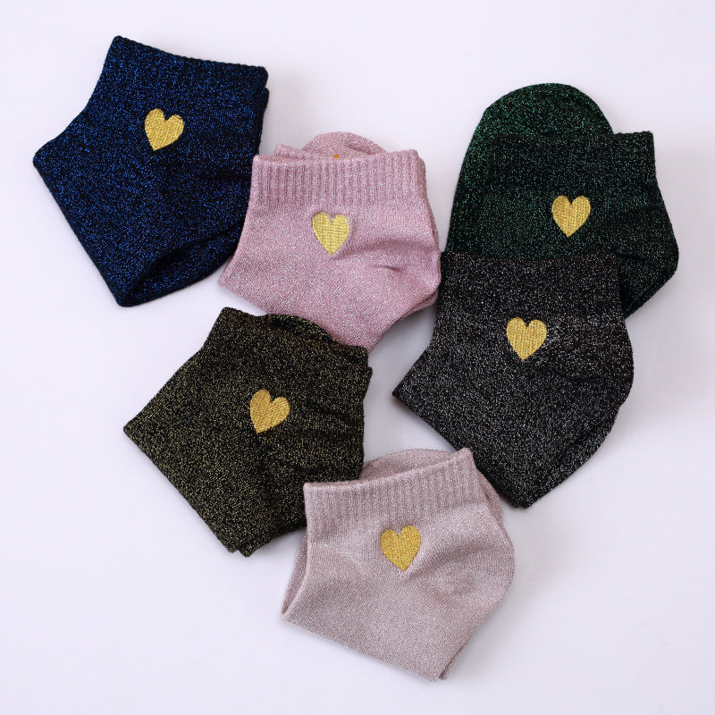 Shiny filigree ladies boat socks - WAlMYe #