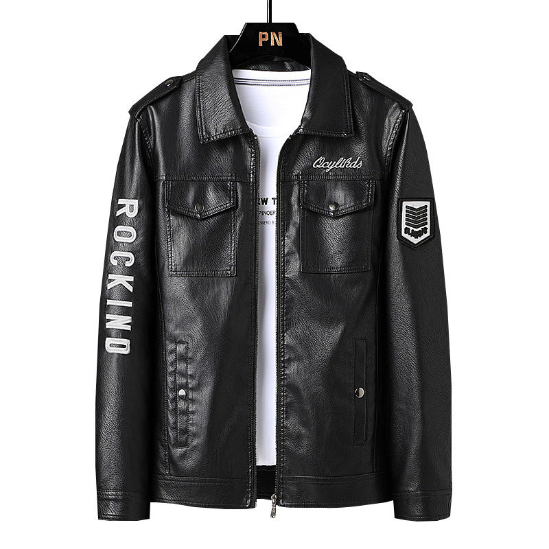 Turn-down Collar Coat Fleece-lined Thickened Slim Fit Trend Clothing