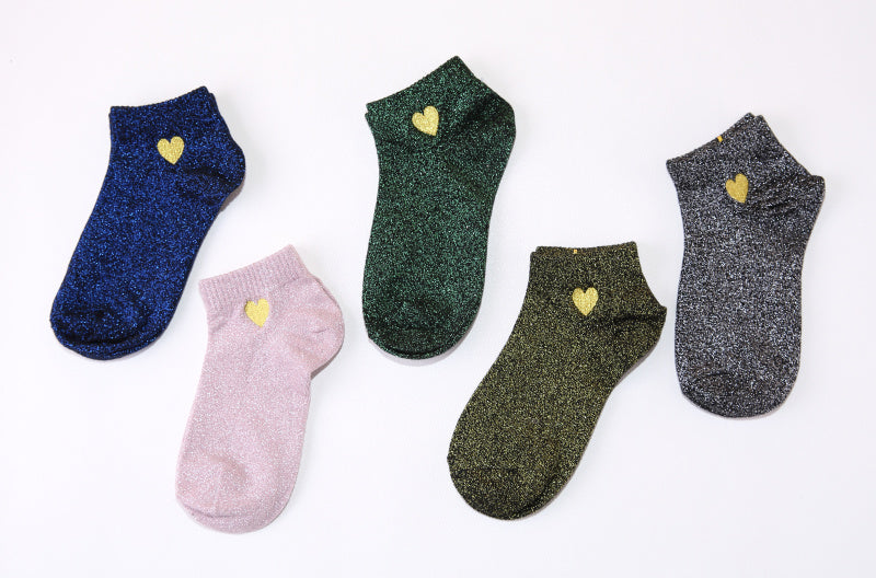 Shiny filigree ladies boat socks - WAlMYe #