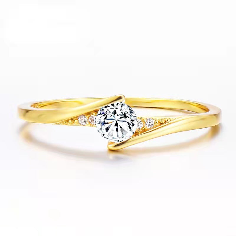 Women's Gold-Plated Engagement Ring Ring - WAlMYe #