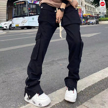 Load image into Gallery viewer, Men&#39;s And Women&#39;s Fashion Simple Row Of Buttons Multi-pocket Straight Work Pants
