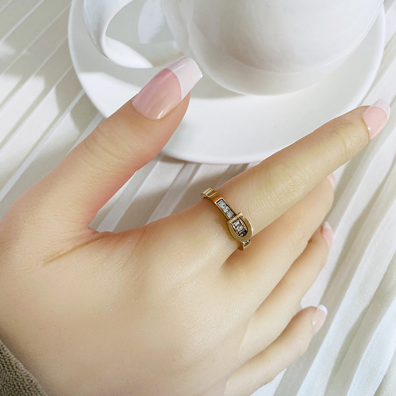 Geometric Titanium Steel Rose Gold Ring Women - WAlMYe #