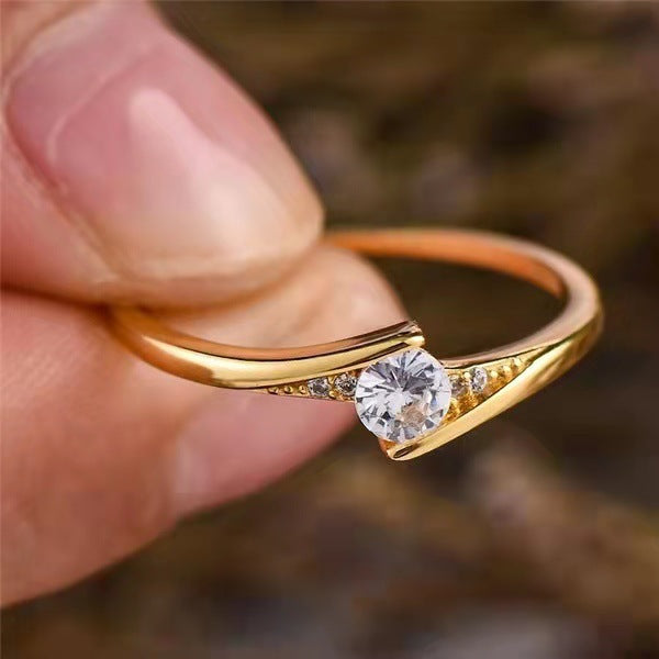 Women's Gold-Plated Engagement Ring Ring - WAlMYe #