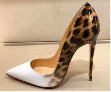 Shallow mouth pointed fine with color matching leopard sexy fashion high heels - WAlMYe #