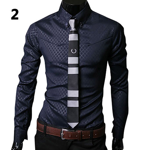 Dark plaid solid color long sleeve business - WAlMYe #