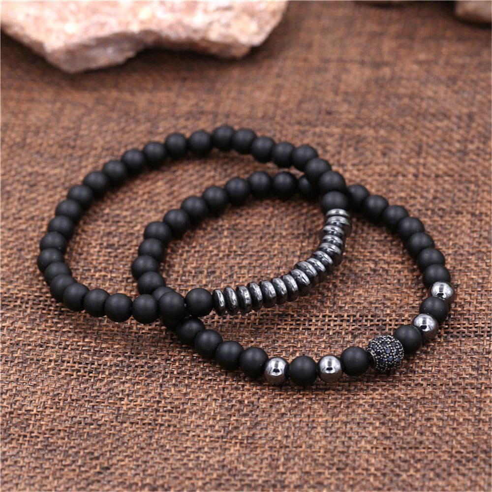 Black Frosted Copper Bracelet Set - WAlMYe #