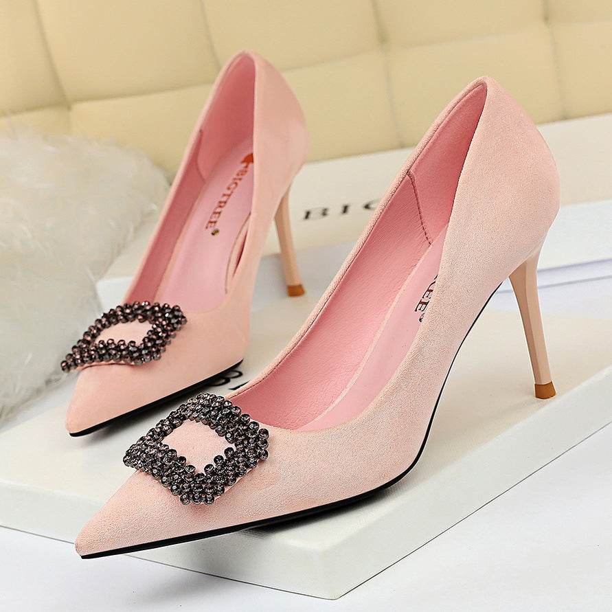 Pointed Rhinestone High Heels - WAlMYe #