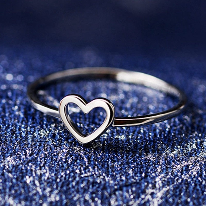 New Style Women Ring Hollow Heart Rings For Couple Wedding Best Jewelry - WAlMYe #