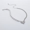 Personality Pearl Chain Necklace Women Creative Sweet Cool Micro-Inlaid Heart Shape - WAlMYe #