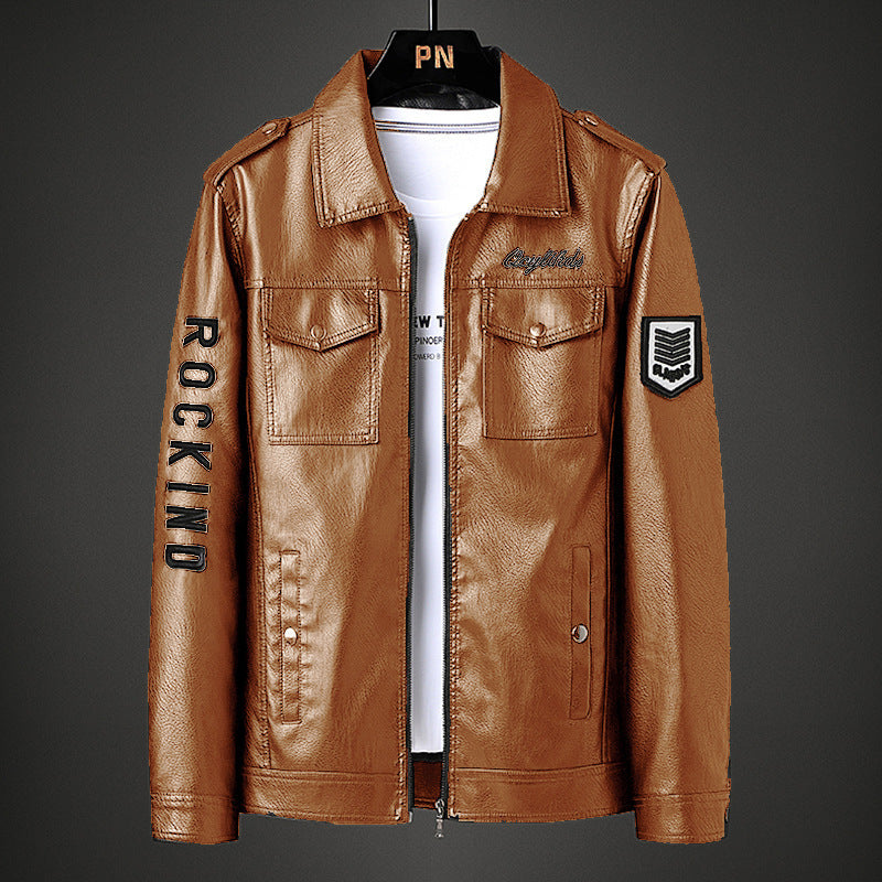 Turn-down Collar Coat Fleece-lined Thickened Slim Fit Trend Clothing