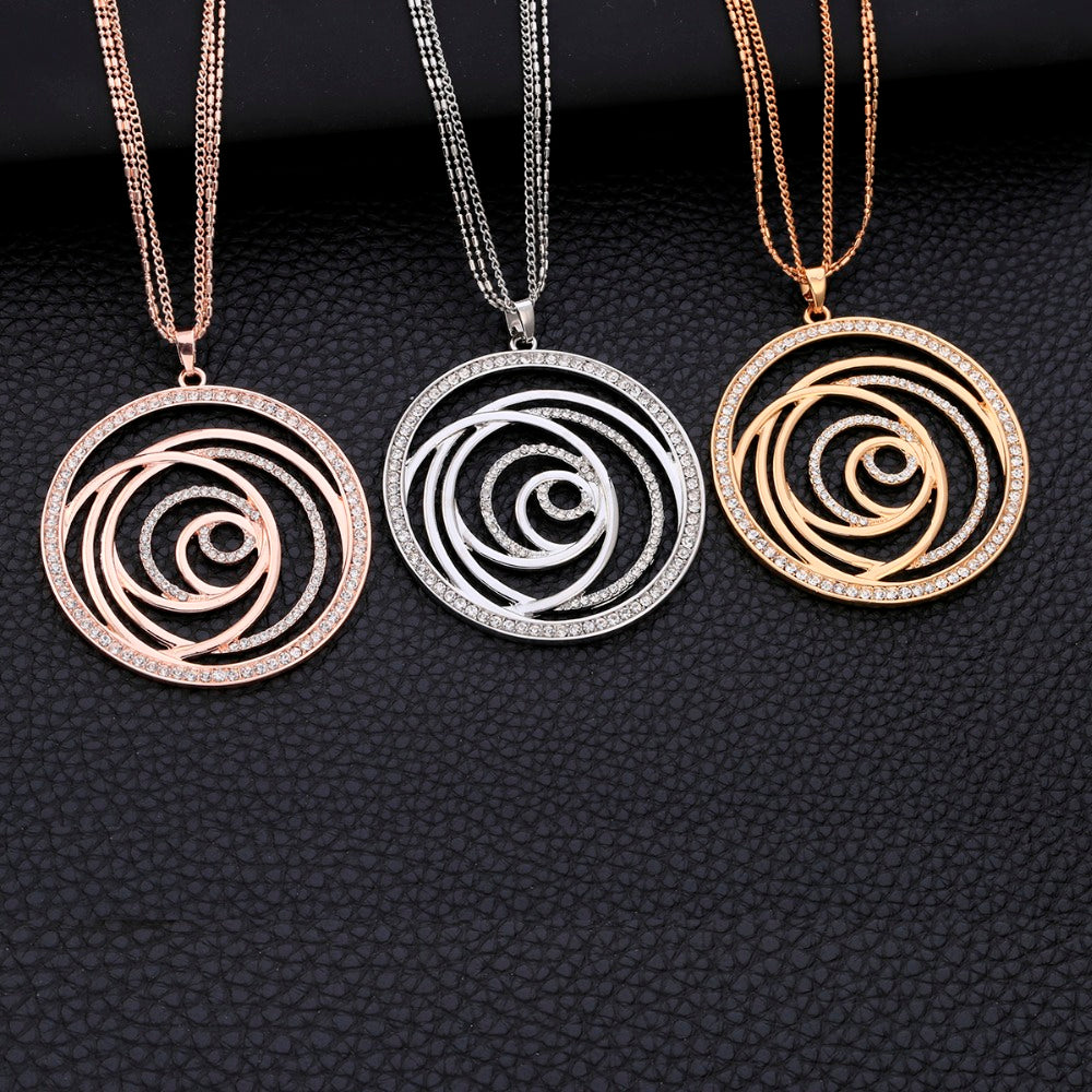 Round hollow sweater chain flower of life long necklace - WAlMYe #