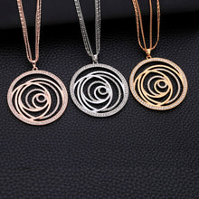 Load image into Gallery viewer, Round hollow sweater chain flower of life long necklace
