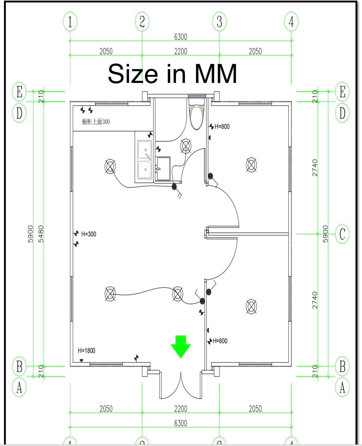 Gray Modern House, 19 x 20 FT, 2 Rooms, 1 Bathroom & 1 Kitchen, Alloy Steel, Foldable Outbuilding – Light Blue Gray - WAlMYe #