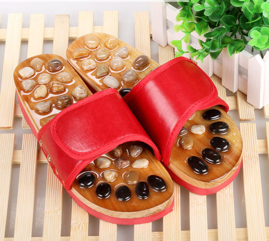 Natural color jade stone jade pebbles foot soles health massage shoes home slippers - WAlMYe #