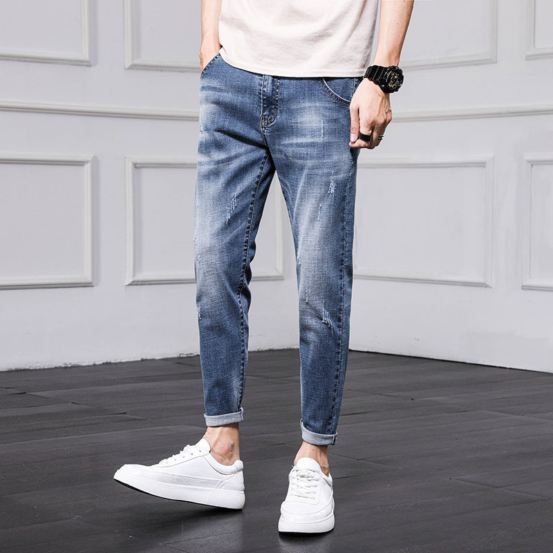 Fashion Men's Jeans Nine Part Simple Casual Men's Trousers