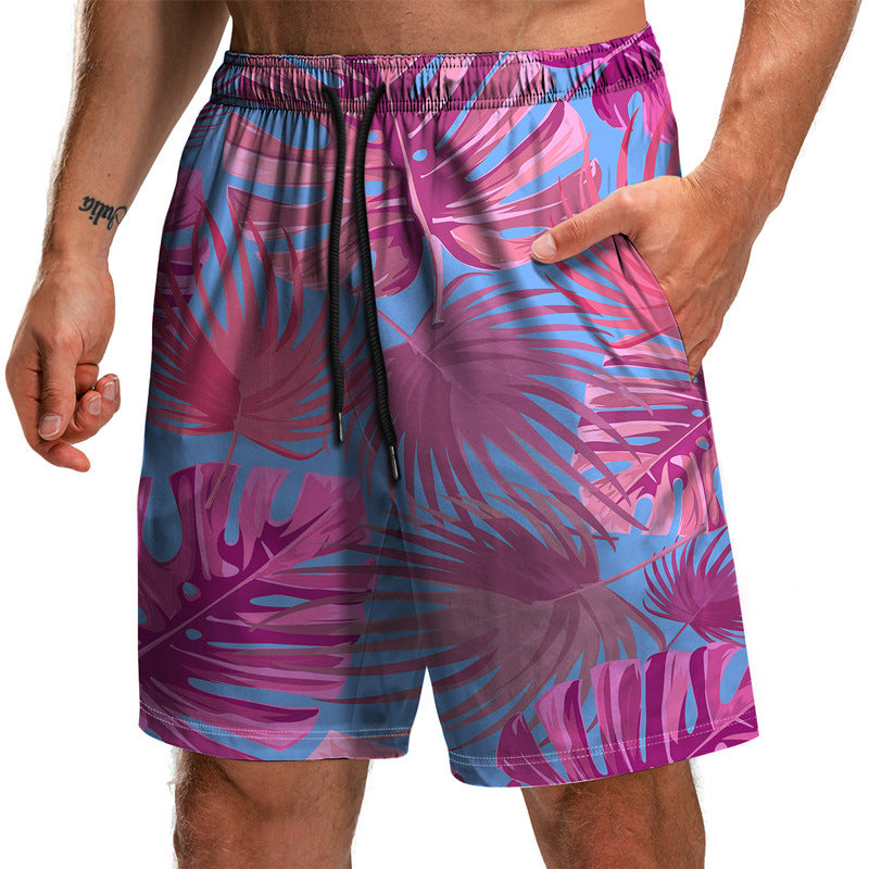 Summer New Leaf Series 3D Printed Shorts Loose Beach Pants Fashion Casual Shorts Men - WAlMYe #