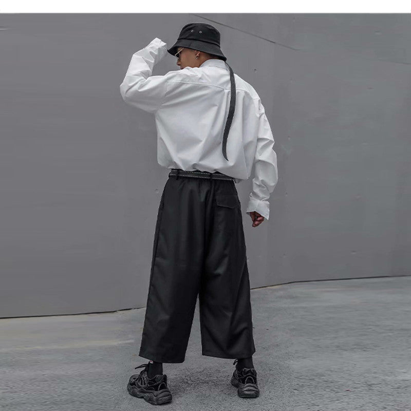 Loose white long sleeve shirt men - WAlMYe #