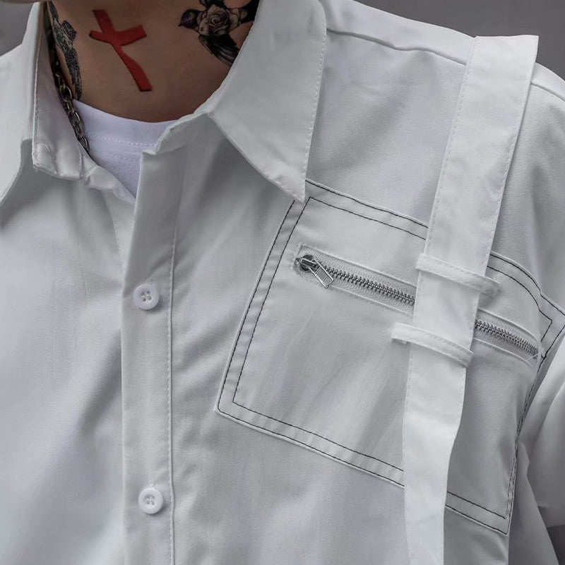 Loose white long sleeve shirt men - WAlMYe #
