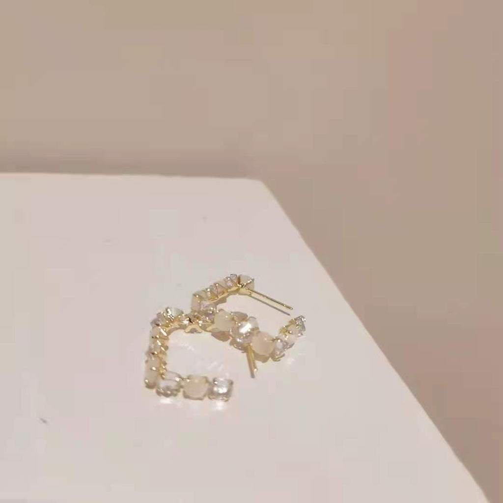 Earrings Diamond Opal Geometric Earrings Temperament - WAlMYe #