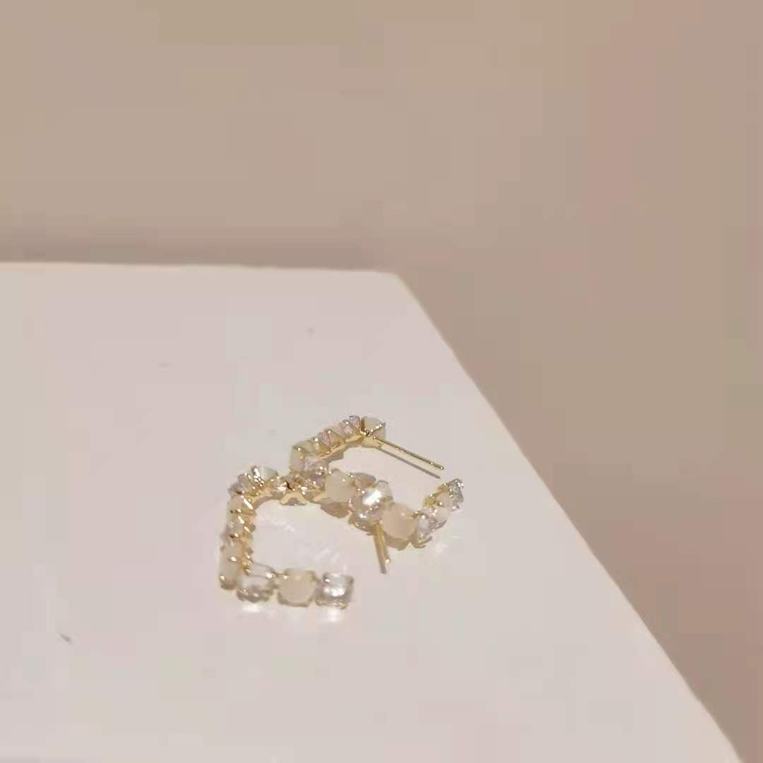 Earrings Diamond Opal Geometric Earrings Temperament - WAlMYe #