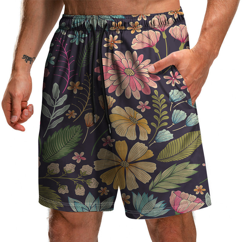 Summer New Leaf Series 3D Printed Shorts Loose Beach Pants Fashion Casual Shorts Men - WAlMYe #