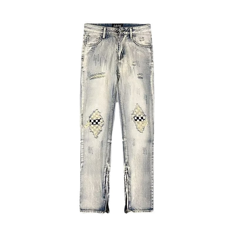 Trendy Ripped Jeans Men's American-style Retro Washed Distressed - WAlMYe #