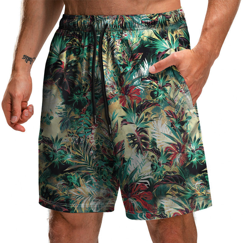 Summer New Leaf Series 3D Printed Shorts Loose Beach Pants Fashion Casual Shorts Men - WAlMYe #