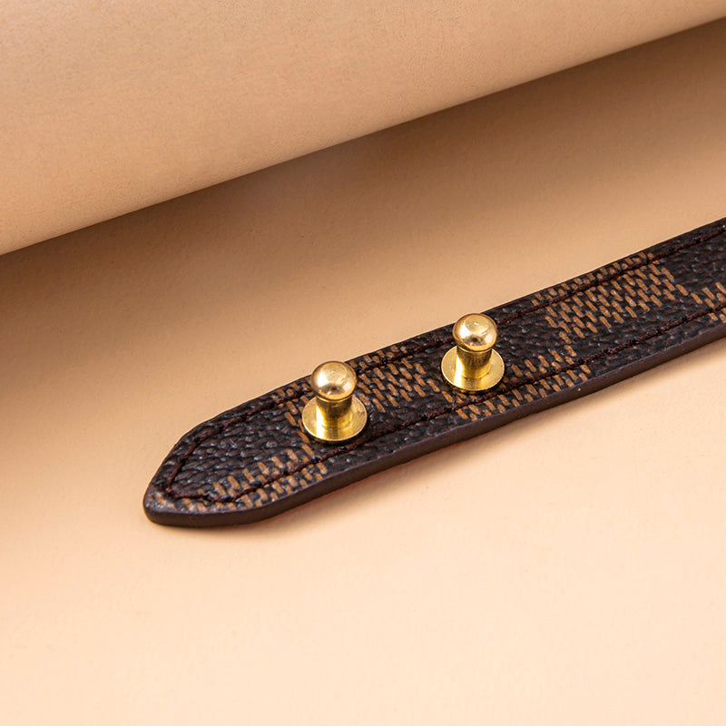 Classic Brown Plaid Stripe Leather Bracelets Bangles For Women - WAlMYe #