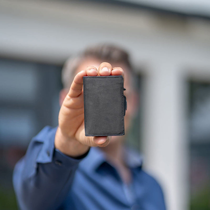 Vintage First Layer Crazy Horse Leather Aluminum Alloy Wallet - WAlMYe #