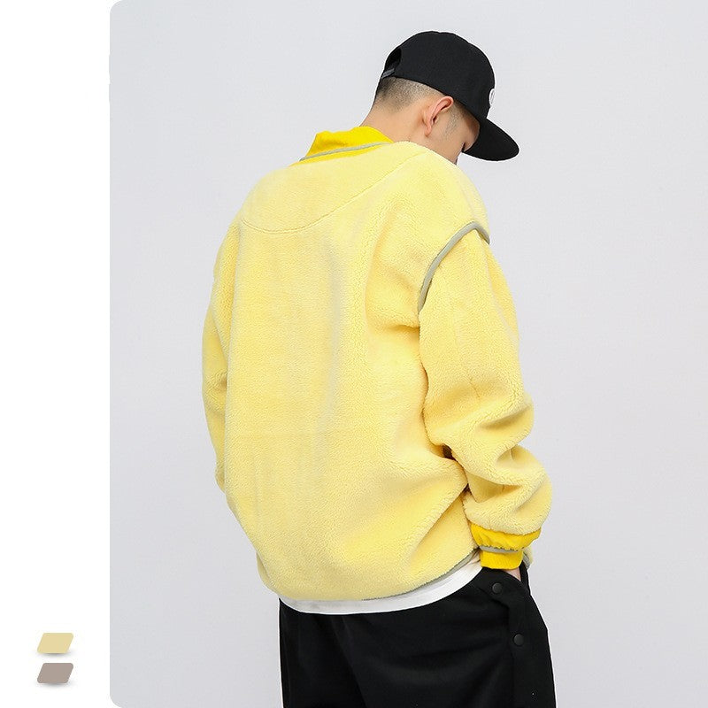 Plush Hoodie Men's Cardigan Thickened Long-sleeved Couple Loose Coat
