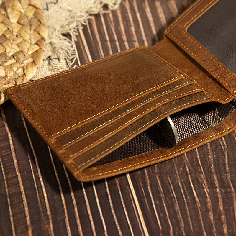 Men Wallet Horizontal Fashion Cephalic Layer Leather - WAlMYe #